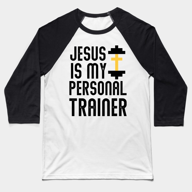 Jesus Is My Personal Trainer Funny Christian Faith Religious Bold Cute T-Shirt Baseball T-Shirt by flytogs